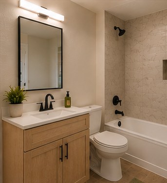Updated bathroom with modern vanity